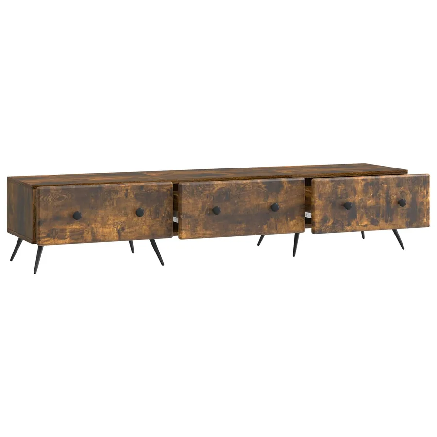 Meuble TV Chêne fumé 147 x 34,5 x 30 cm Bois d'ingénierie - 5