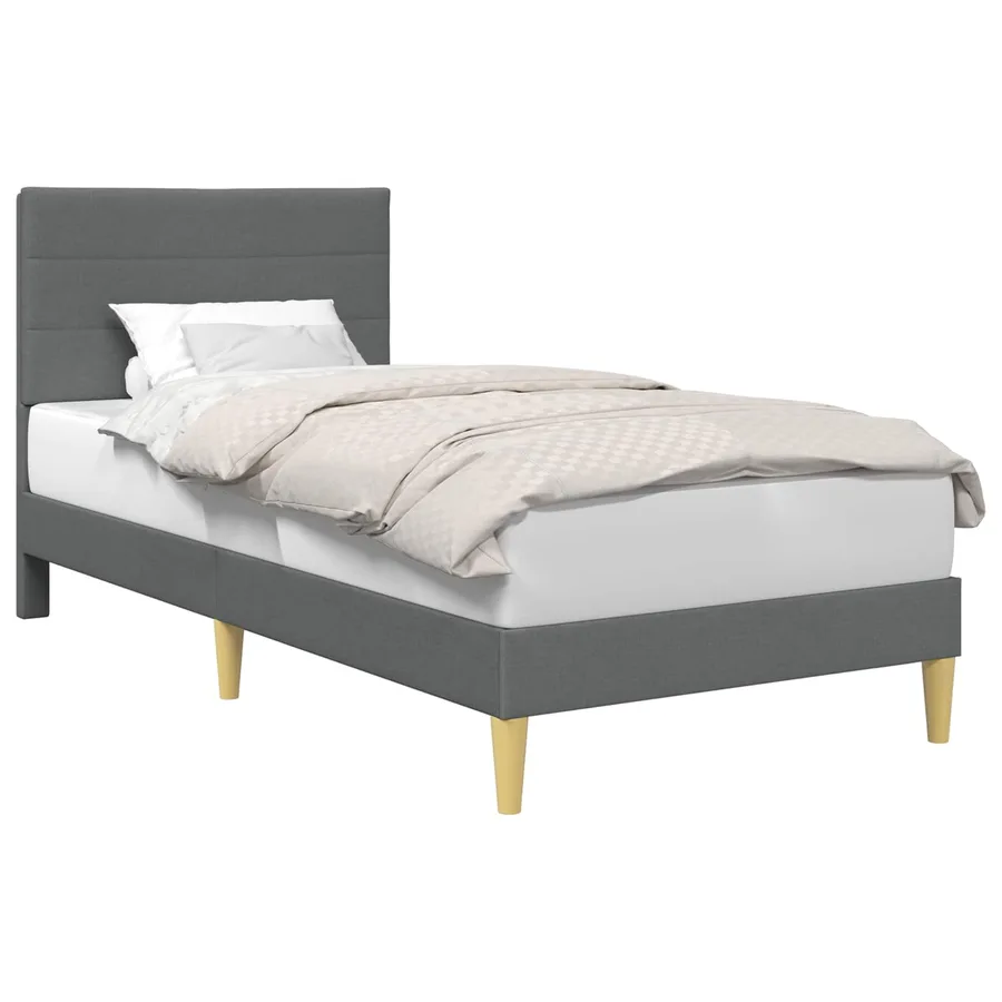 Cadre de lit avec tête de lit Gris foncé 90 x 190 cm Tissu - 2