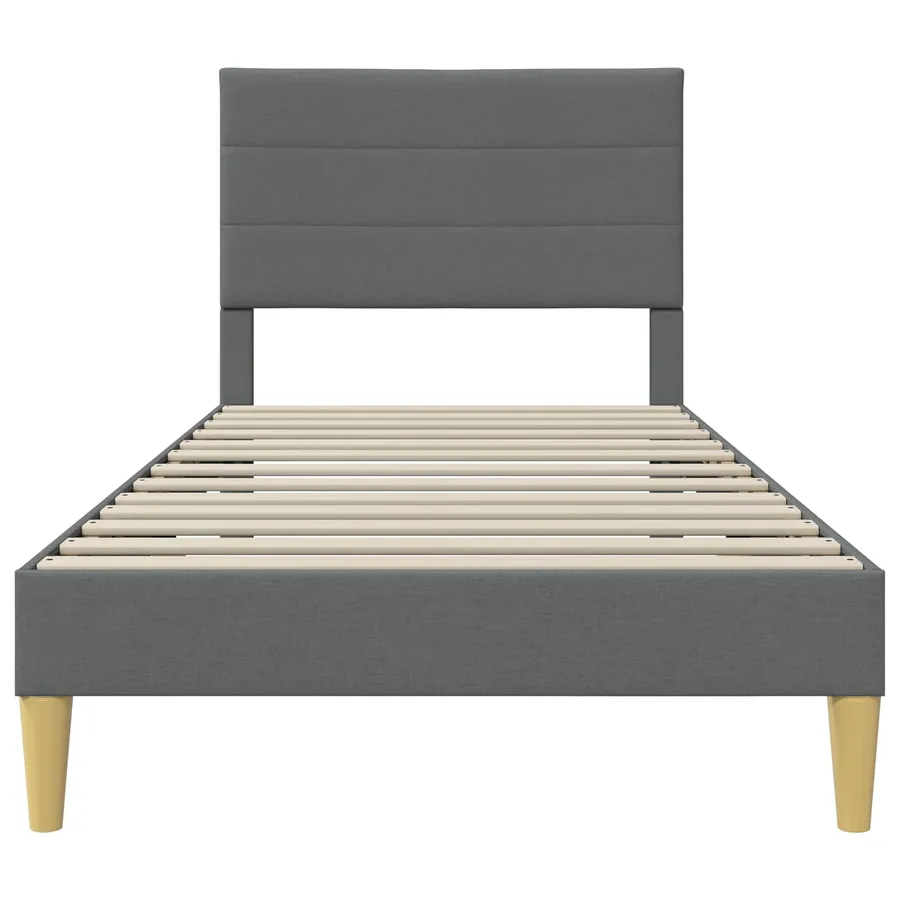 Cadre de lit avec tête de lit Gris foncé 90 x 190 cm Tissu - 4
