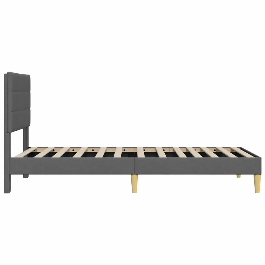 Cadre de lit avec tête de lit Gris foncé 90 x 190 cm Tissu - 5