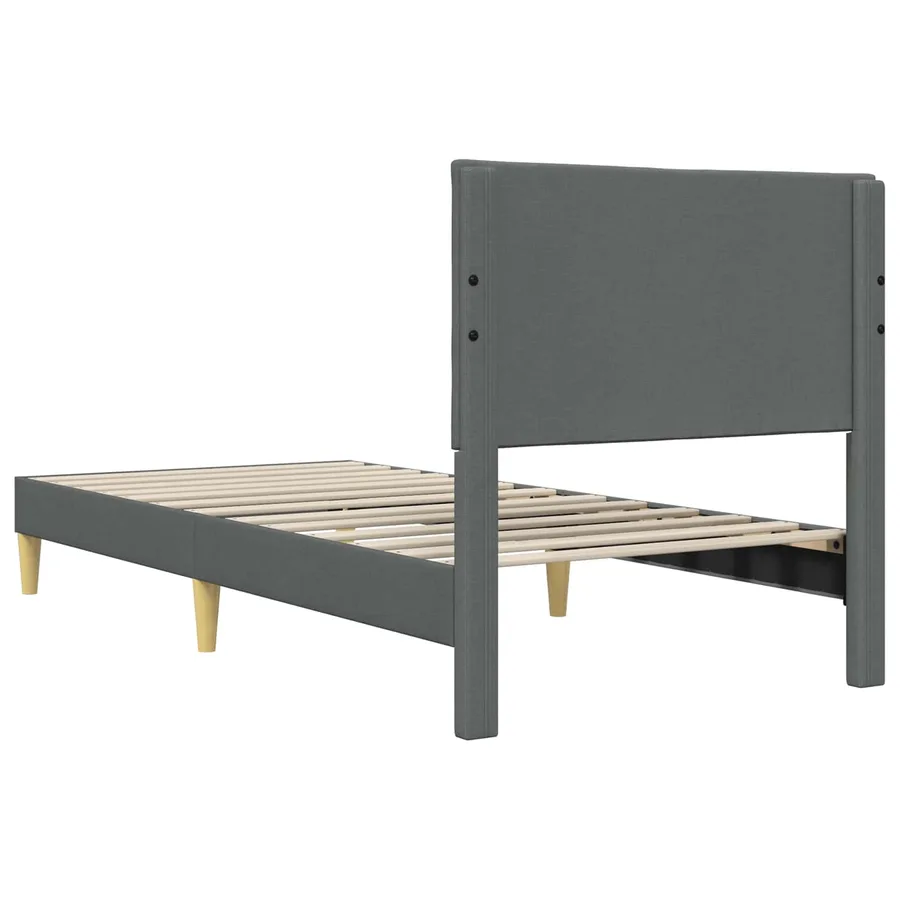 Cadre de lit avec tête de lit Gris foncé 90 x 190 cm Tissu - 6