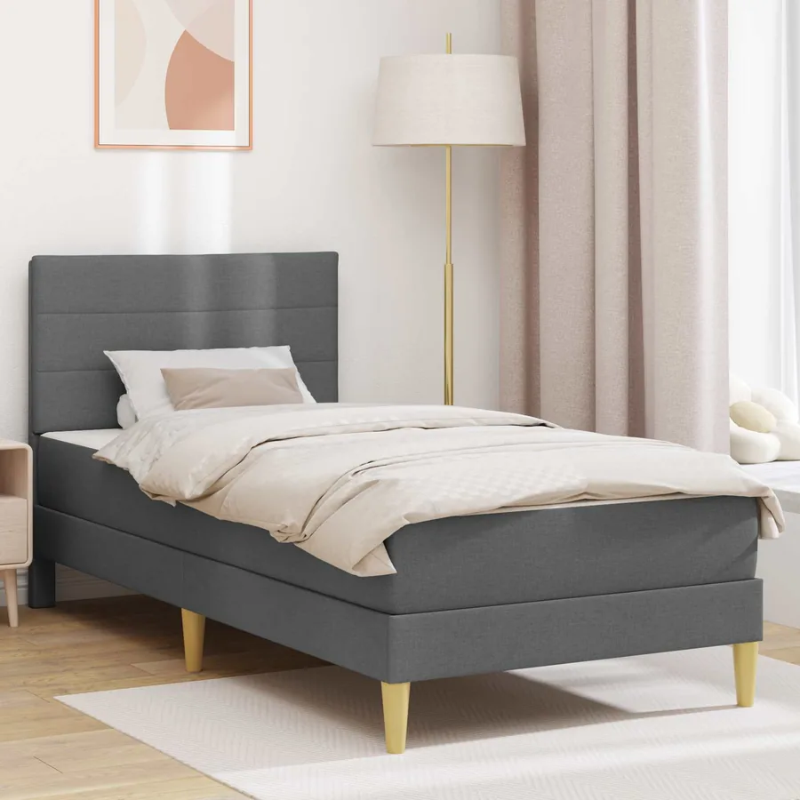Cadre de lit Gris foncé 90 x 190 cm Polyester