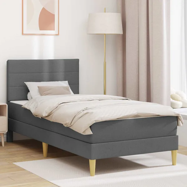 Cadre de lit Gris foncé 90 x 190 cm Polyester