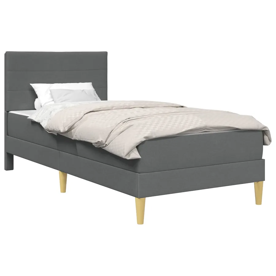 Cadre de lit Gris foncé 90 x 190 cm Polyester - 2