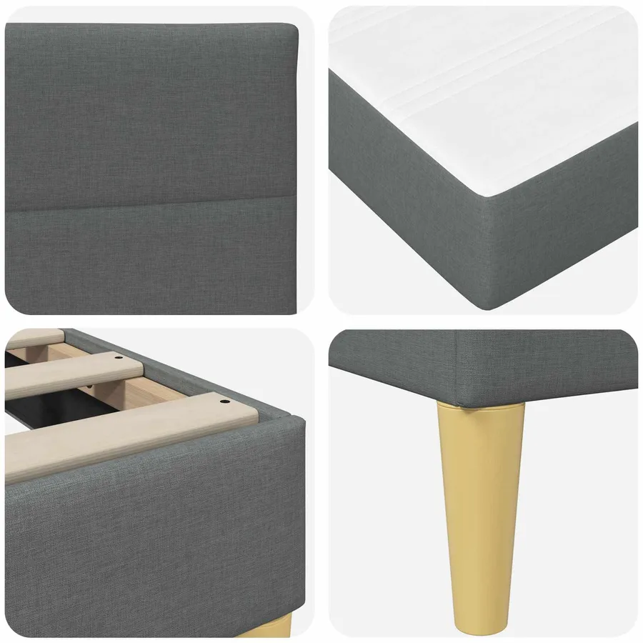 Cadre de lit Gris foncé 90 x 190 cm Polyester - 9