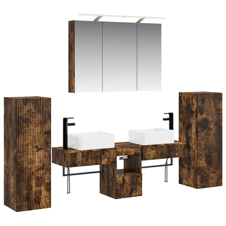 Ensemble de mobilier de salle de bain 6 pcs Chêne fumé - 2