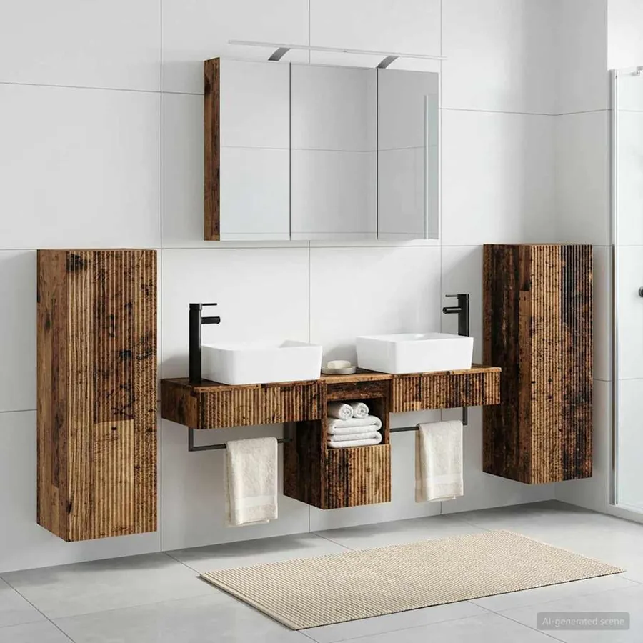 Ensemble de mobilier de salle de bain 6 pcs Bois ancien