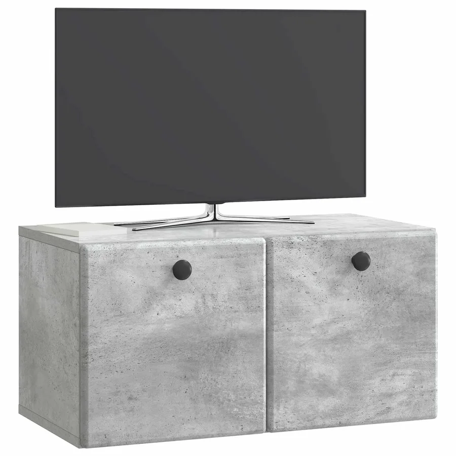 Meuble TV mural 59,5 x 31 x 30 cm Gris béton Bois d'ingénierie - 3