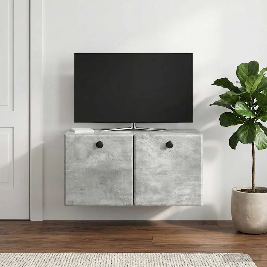 Meuble TV mural 59,5 x 31 x 30 cm Gris béton Bois d'ingénierie - 4
