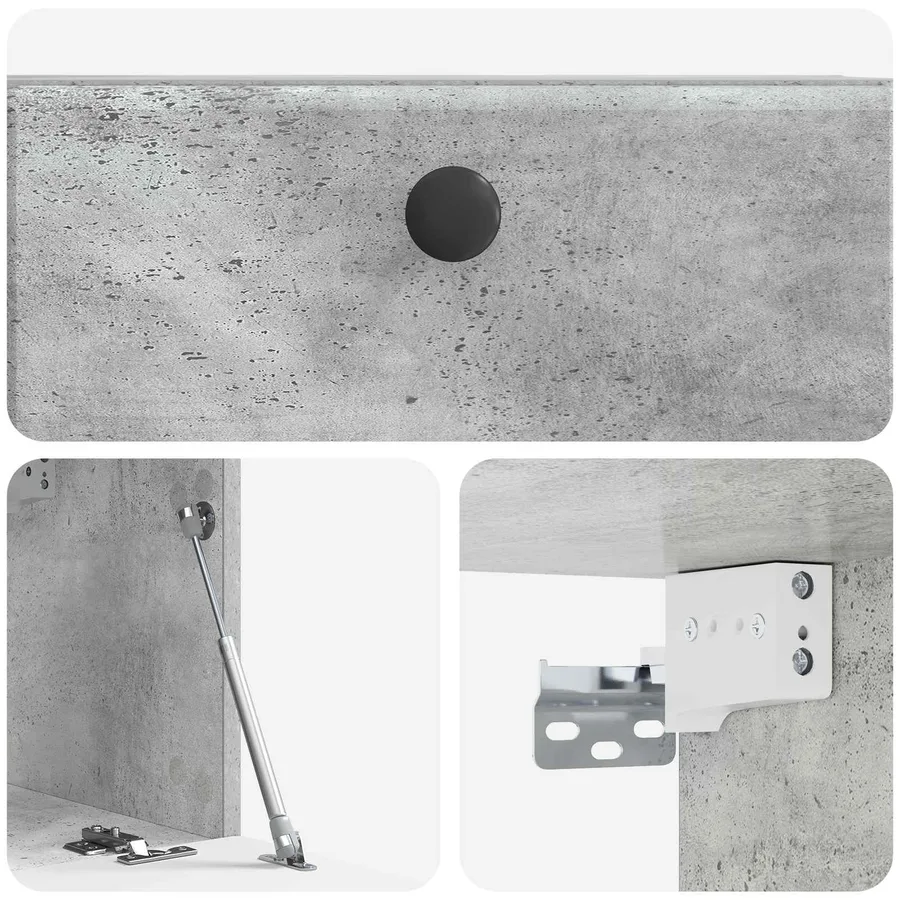Meuble TV mural 59,5 x 31 x 30 cm Gris béton Bois d'ingénierie - 9
