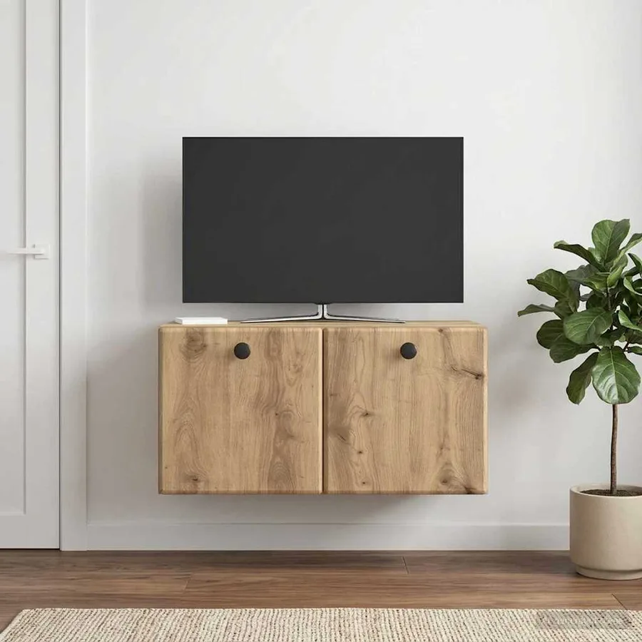 Meuble TV mural 59,5 x 31 x 30 cm Chêne artisanal - 4
