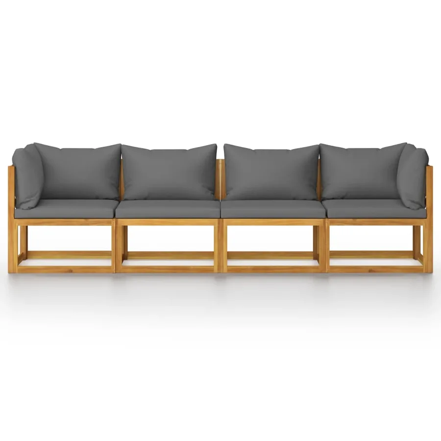 Canapé de jardin à 4 places avec coussin Bois d'acacia massif - 3