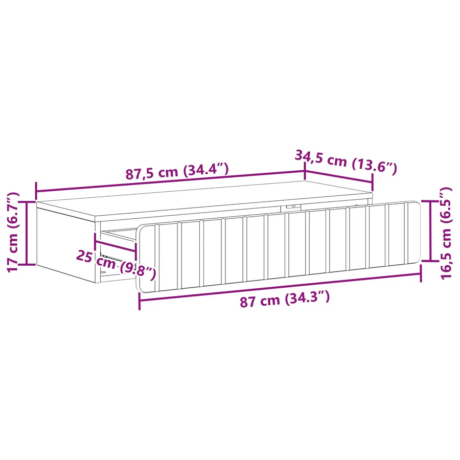Table d'appoint murale Blanc 87,5 x 34,5 x 17 cm - 10