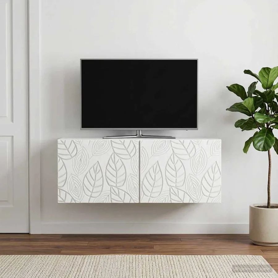 Meuble TV mural 59,5 x 31 cm Blanc Bois d'ingénierie - 3