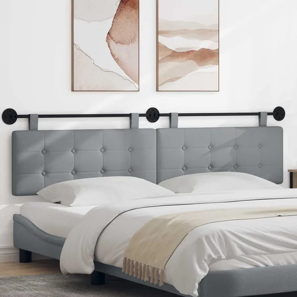 Tête de lit suspendue Gris clair tissu