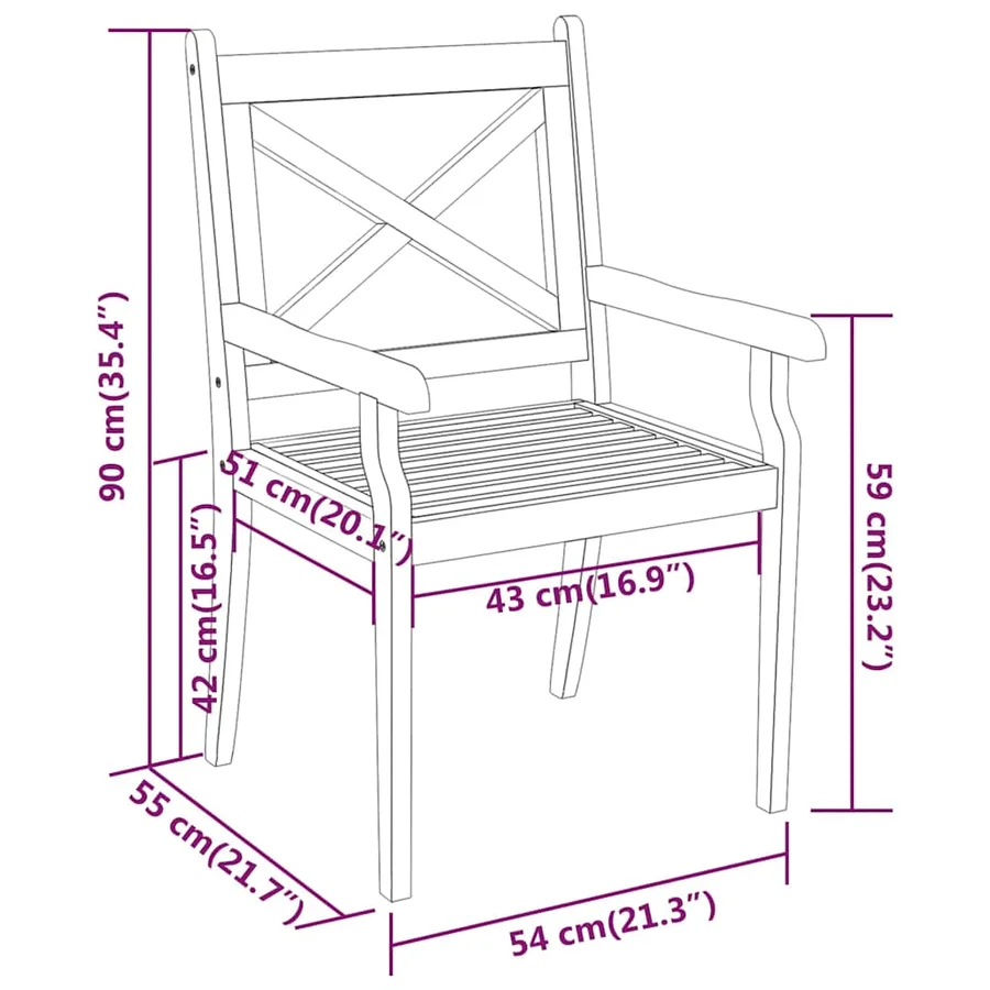 Ensemble à manger de jardin 5 pcs Bois d'acacia solide - 10