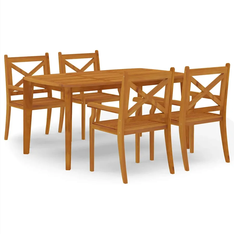 Ensemble à manger de jardin 5 pcs Bois d'acacia solide - 2