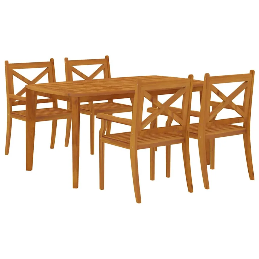 Ensemble à manger de jardin 5 pcs Bois d'acacia solide - 3