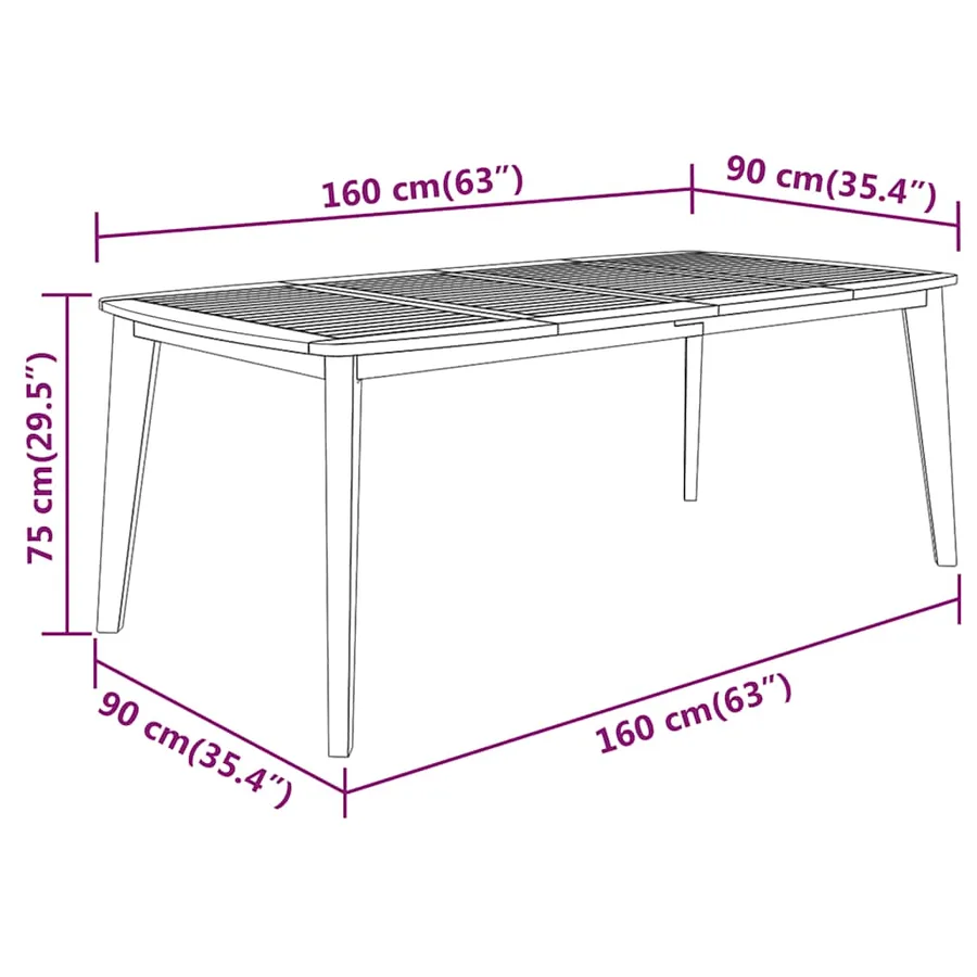 Ensemble à manger de jardin 5 pcs Bois d'acacia solide - 9