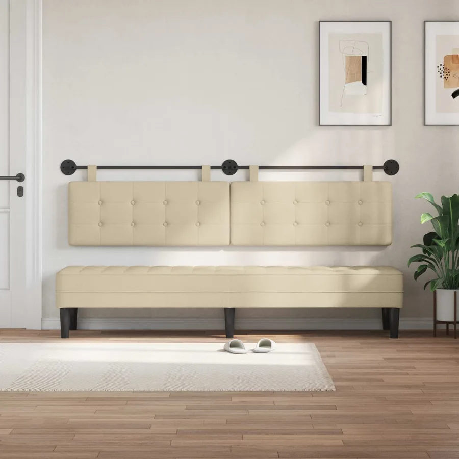Tête de lit suspendue Crème tissu - 3
