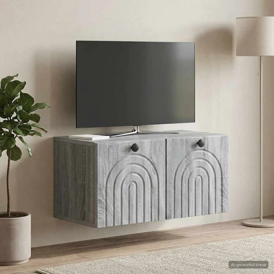 Meuble TV mural Sonoma gris 59,5 x 31 x 30 cm Bois d'ingénierie