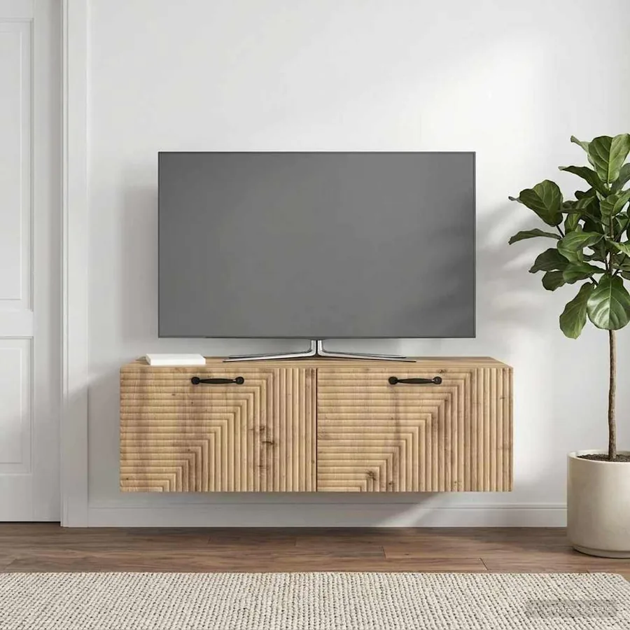 Meuble TV mural 98 x 41 x 30 cm Chêne artisanal