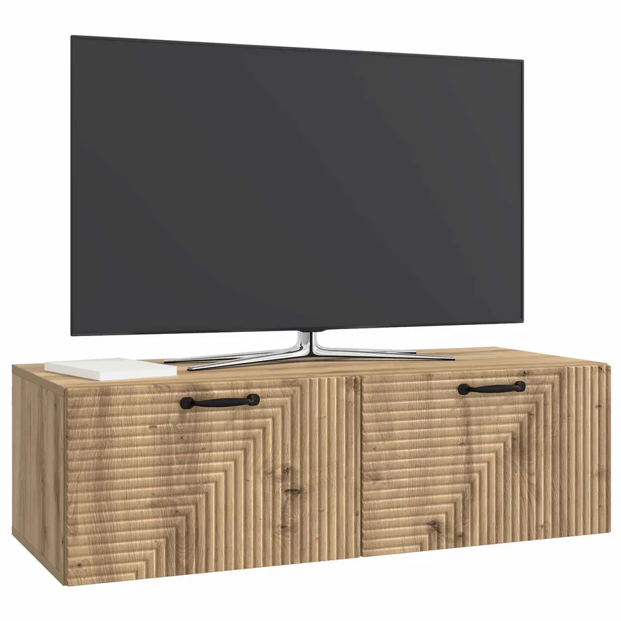 Meuble TV mural 98 x 41 x 30 cm Chêne artisanal - 3