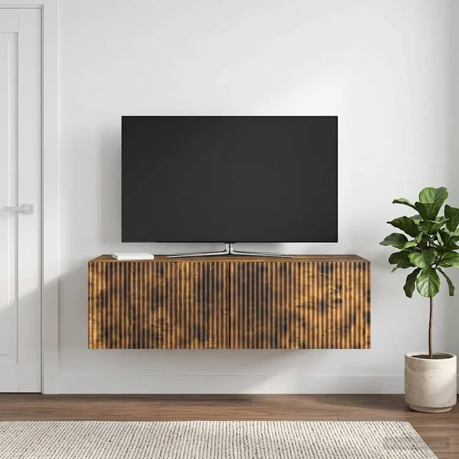 Meuble TV mural Chêne fumé 98 x 41 x 30 cm Bois d'ingénierie