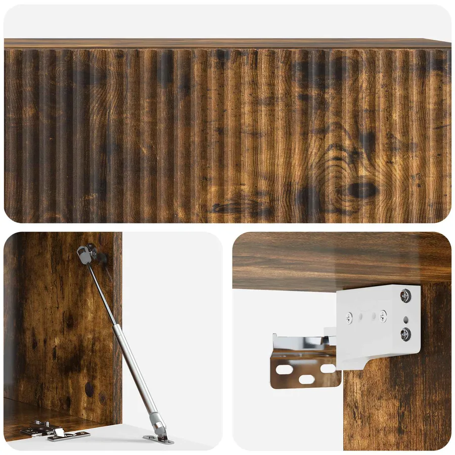 Meuble TV mural Chêne fumé 98 x 41 x 30 cm Bois d'ingénierie - 9