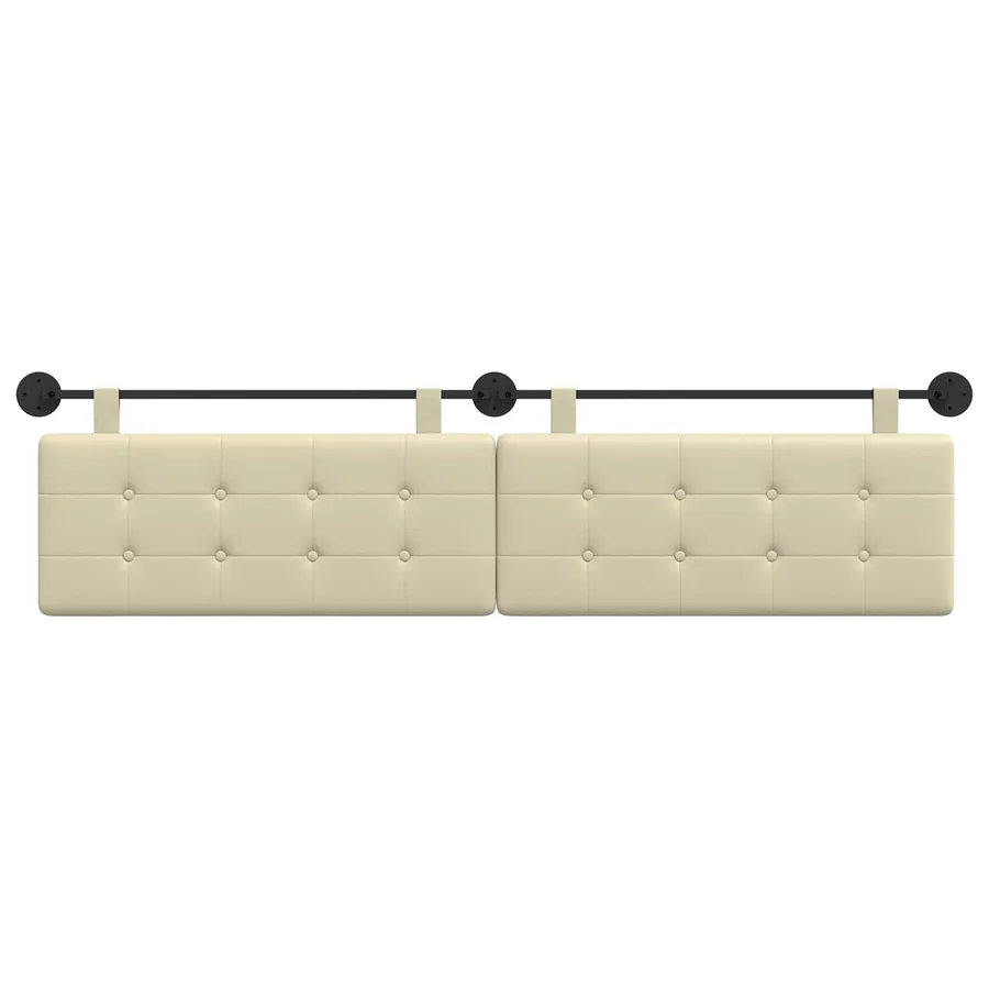 Tête de lit suspendue Crème Simili cuir - 5