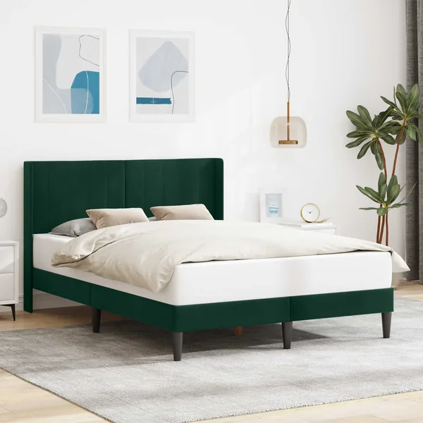 Cadre de lit avec tête de lit Vert foncé 140 x 200 cm Velours