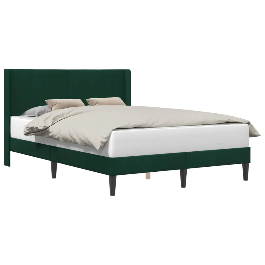 Cadre de lit avec tête de lit Vert foncé 140 x 200 cm Velours - 2