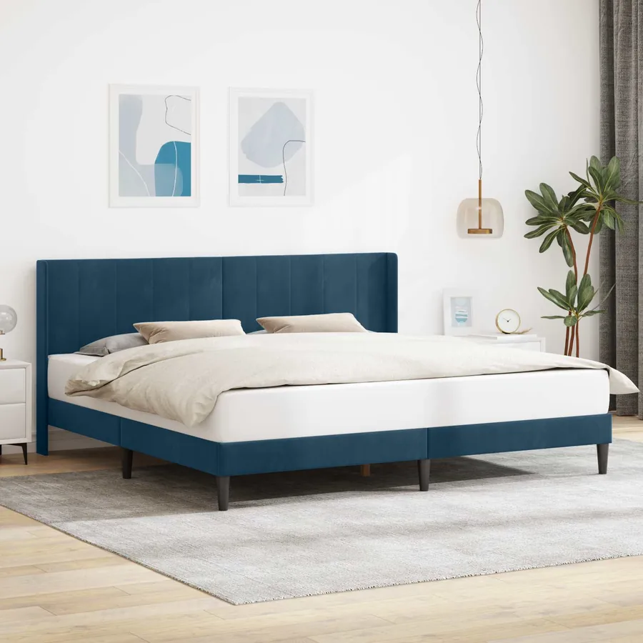 Cadre de lit avec tête de lit Bleu 200 x 200 cm Velours