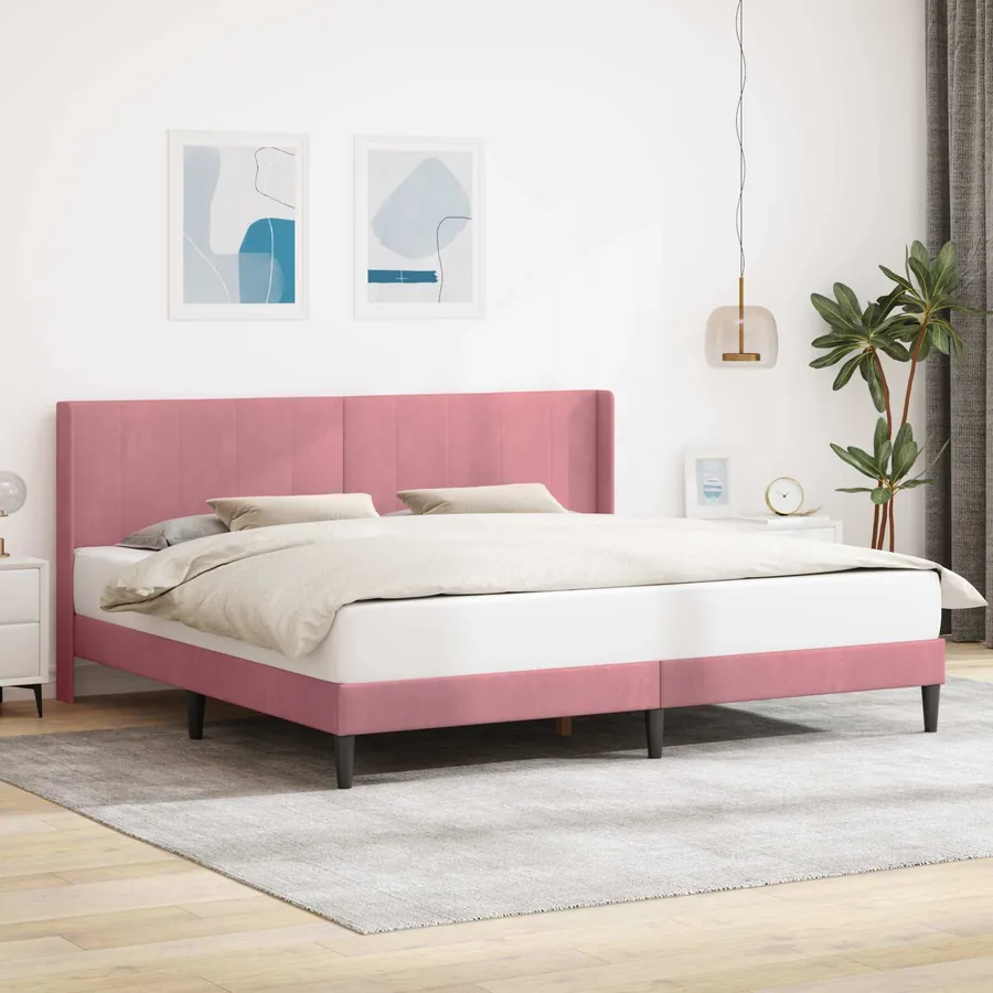 Cadre de lit avec tête de lit Rose 200 x 200 cm Velours