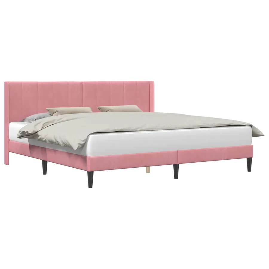 Cadre de lit avec tête de lit Rose 200 x 200 cm Velours - 2