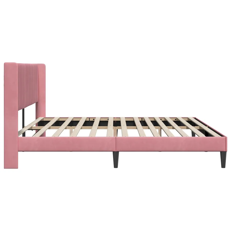 Cadre de lit avec tête de lit Rose 200 x 200 cm Velours - 5
