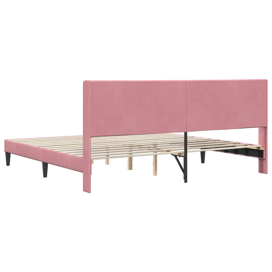 Cadre de lit avec tête de lit Rose 200 x 200 cm Velours - 6