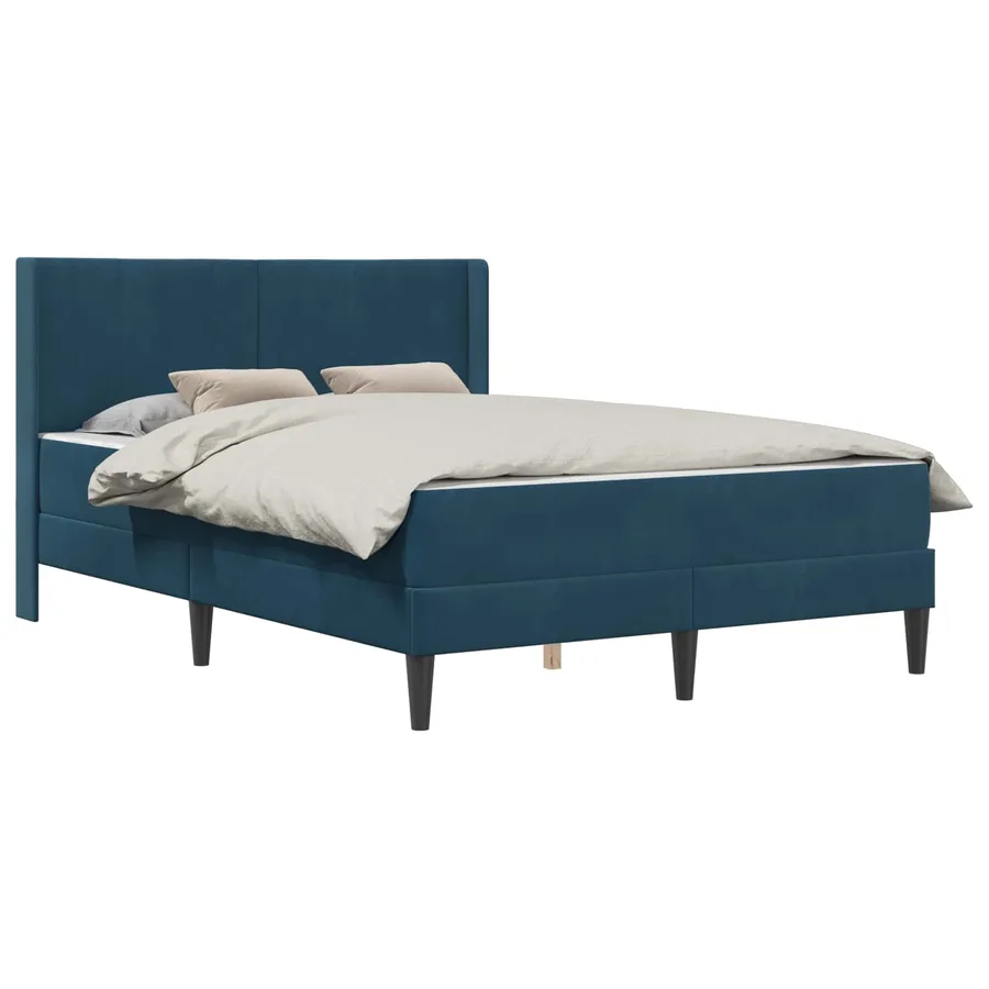 Cadre de lit avec matelas Bleu 120 x 190 cm Velours - 2