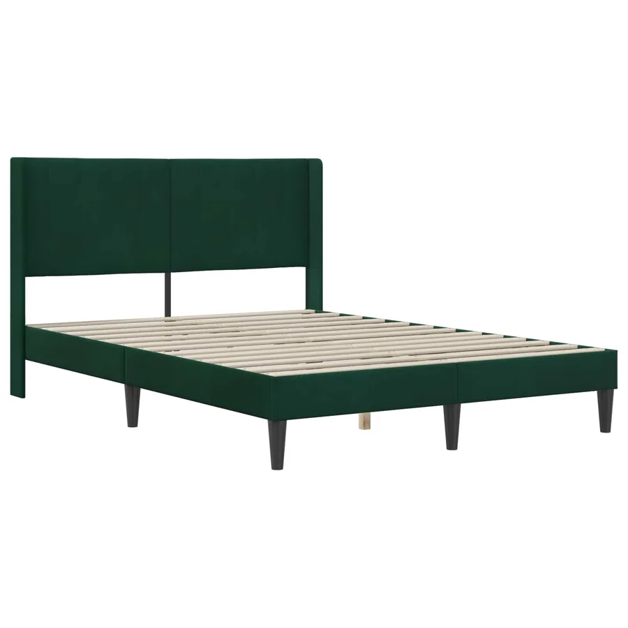 Cadre de lit avec matelas Vert foncé 140 x 190 cm Velours - 4