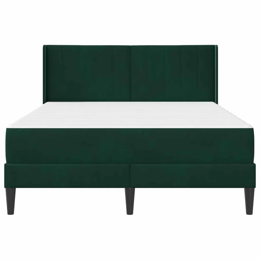 Cadre de lit avec matelas Vert foncé 140 x 190 cm Velours - 6