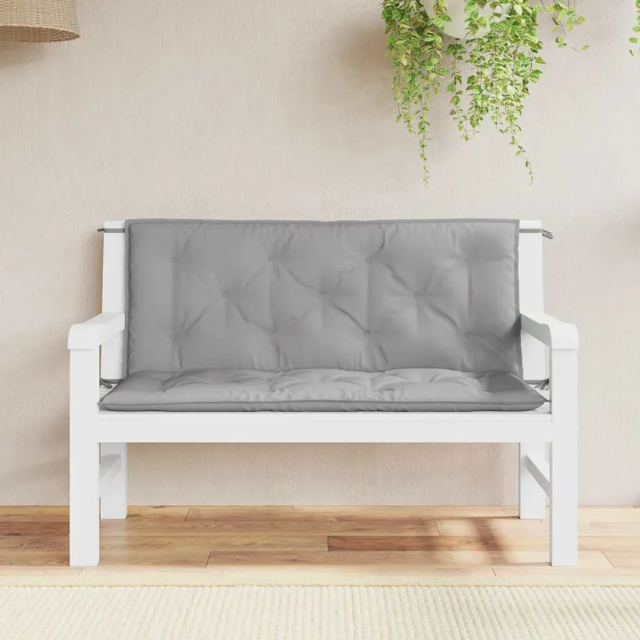 Coussin de banc de jardin gris 120x(50+50)x7 cm tissu oxford - 3