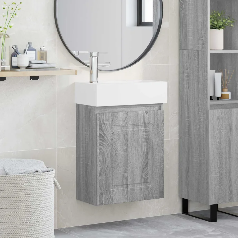 Meuble de salle de bain avec robinet Sonoma gris