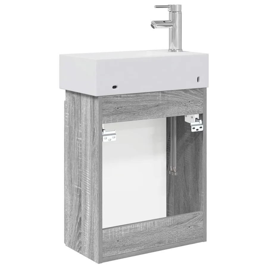 Meuble de salle de bain avec robinet Sonoma gris - 7