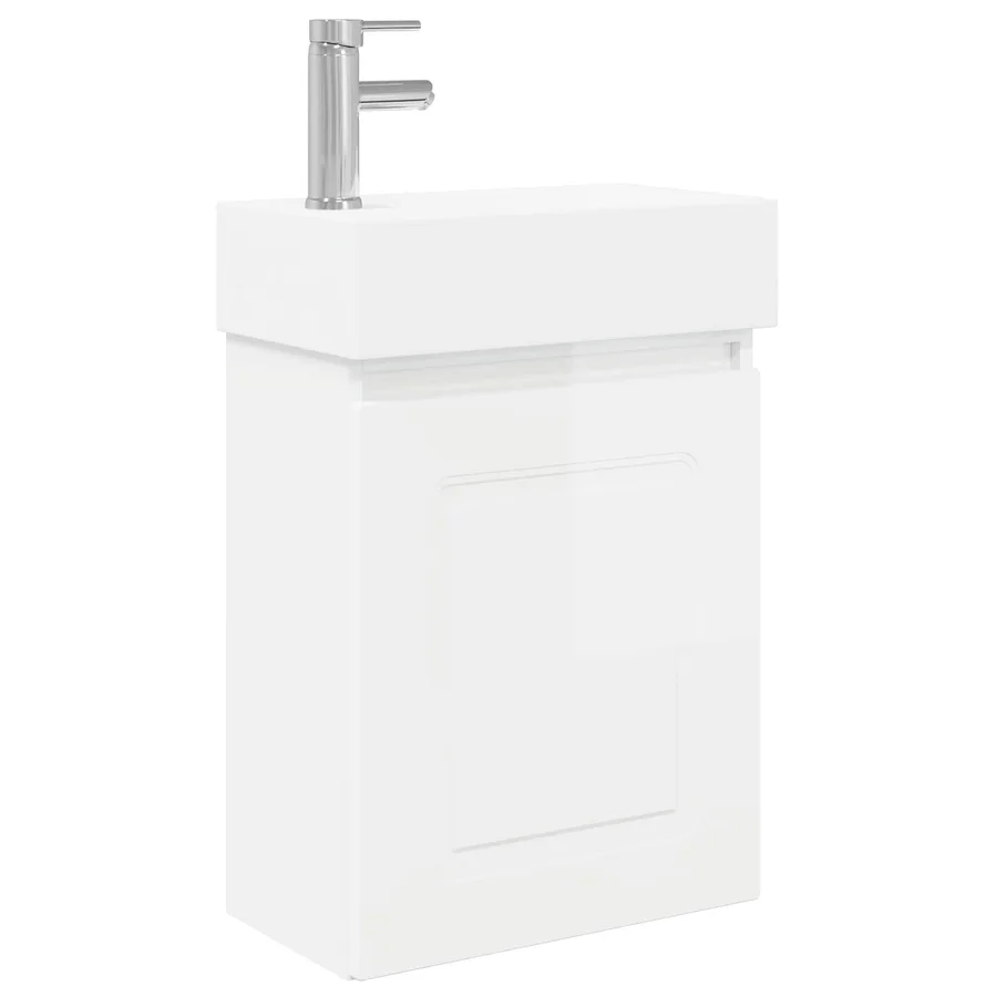 Meuble de salle de bain avec robinet Blanc brillant - 2