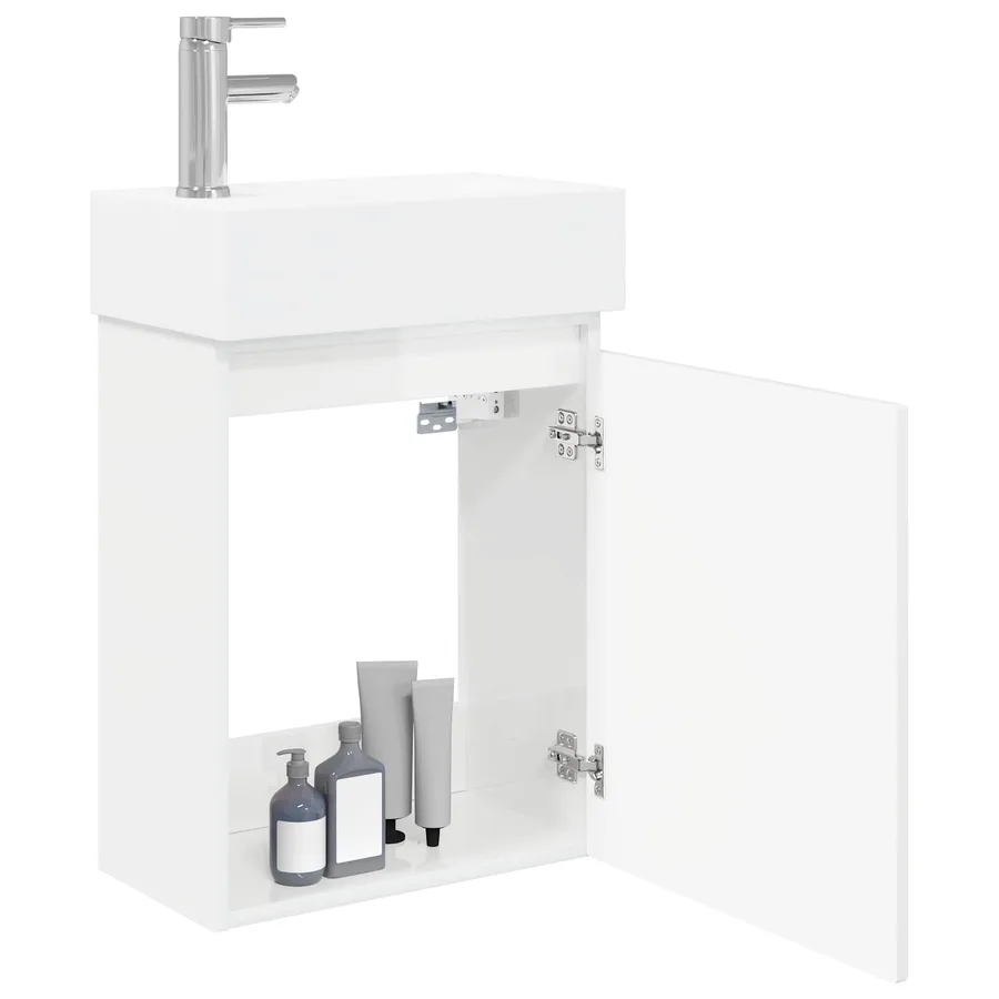 Meuble de salle de bain avec robinet Blanc brillant - 3