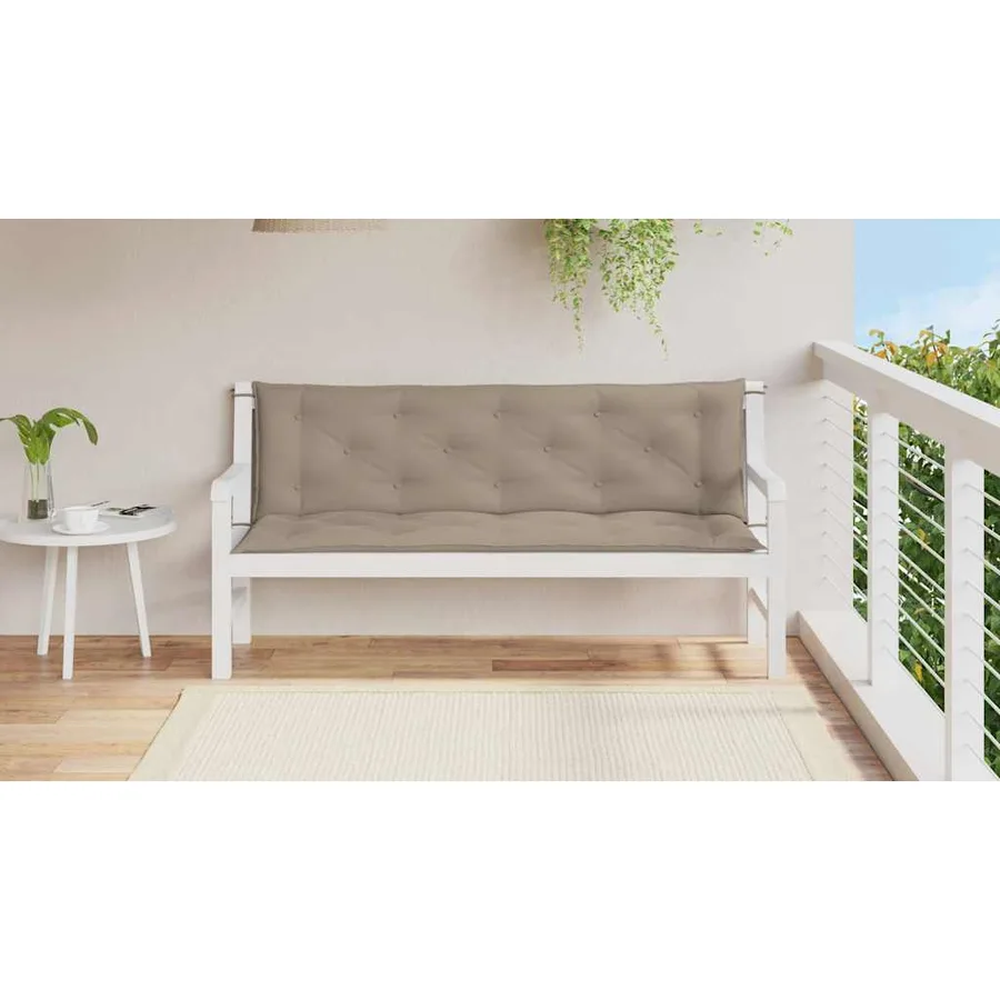 Coussin de banc de jardin taupe 150x(50+50)x7 cm tissu oxford - 3