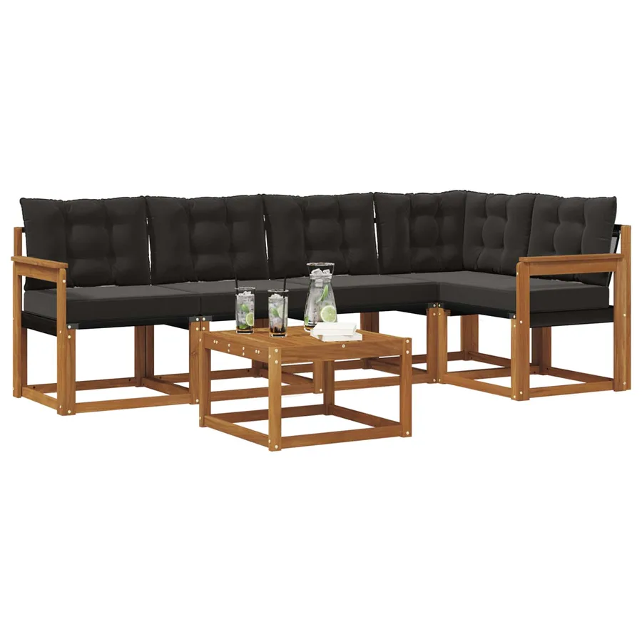 Ensemble de canapés d'extérieur 6 pcs Naturel et Noir - 3