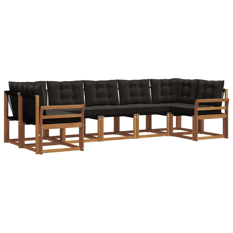 Ensemble de canapés d'extérieur 7 pcs Naturel et Noir - 2