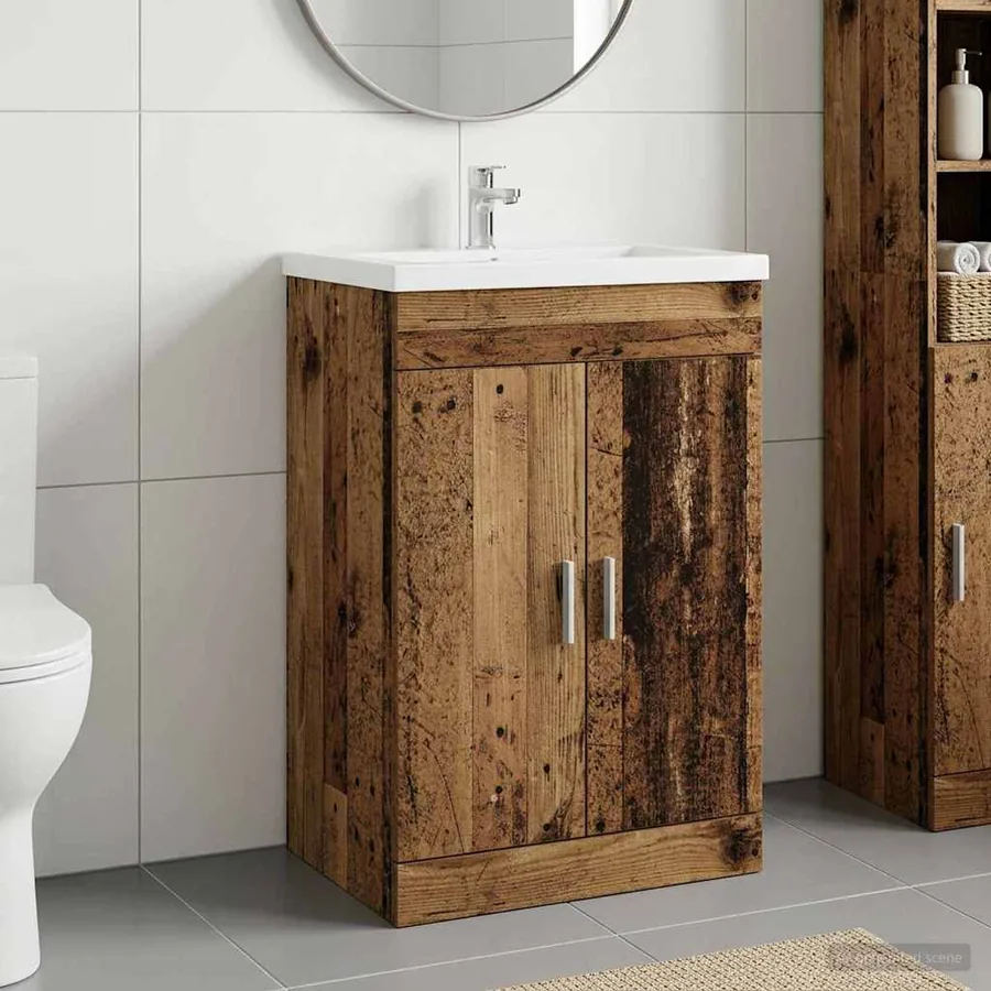 Meuble sous lavabo de salle de bain Bois ancien