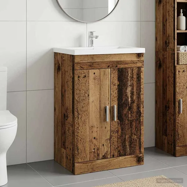 Meuble sous lavabo de salle de bain Bois ancien